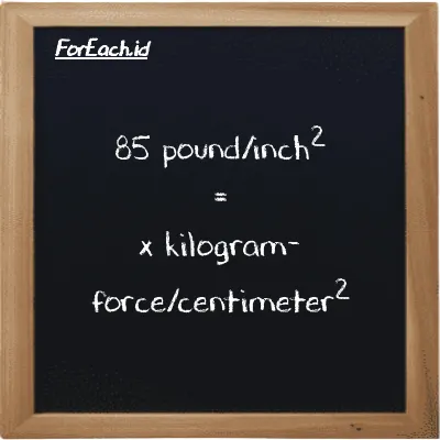 Example pound/inch<sup>2</sup> to kilogram-force/centimeter<sup>2</sup> conversion (85 psi to kgf/cm<sup>2</sup>)